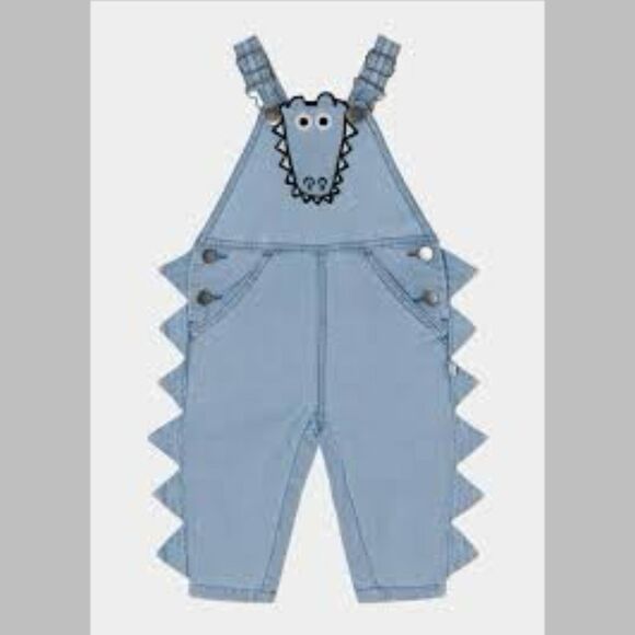 NWT Stella McCartney kids, baby Crocodile Denim Dungarees.  Size: 9 months - Picture 1 of 6